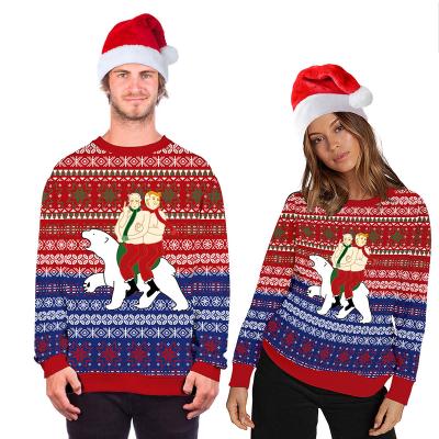 China wholesale casual Anti-wrinkle christmas pattern printing cotton custom plus size couple hoodies sweatshirt for sale