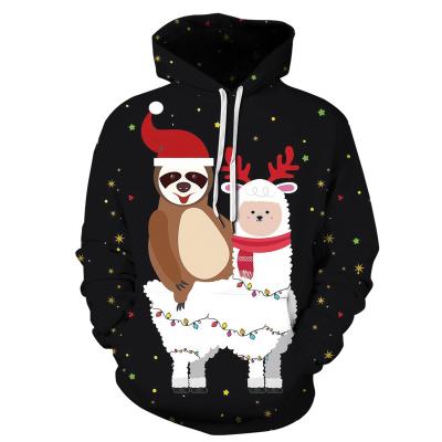 China Christmas Anti-wrinkle Fashion Pattern 100% Cotton Lovely Long Sleeve Unisex Pullover Hoodies for sale