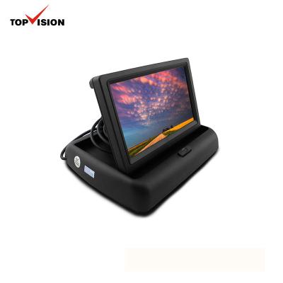 China 4.3 Inch Folding TFT LCD Car Rear View Color Camera Monitor 2CH Reverse Video Input Support Car DVD/VCD 4.3