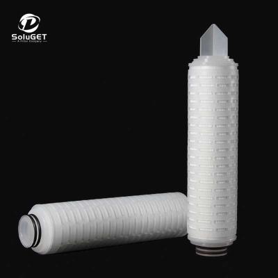 China Membrane Efficiency 0.03/0.1um UPE Particle Removal Factory EUPP Series Organic And Inorganic PP Pleated Filter Cartridge for sale