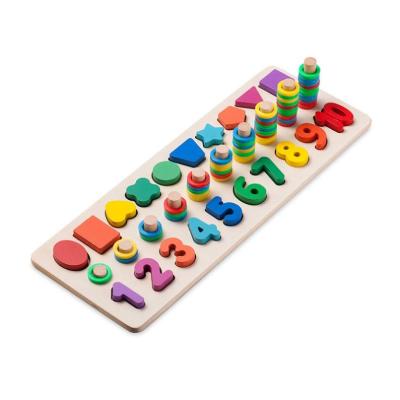 China Amazon Eco-friendly Material Hot Sale Wooden Number Puzzle Matching Montessori Toys For Toddlers Train Sorter Counting Game For Age3 4 5 Year Old Children for sale