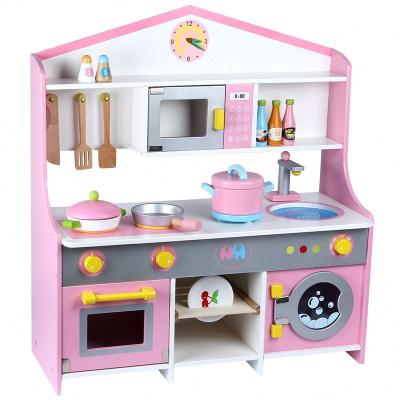 China Toy Kitchen Play Set Preschool 2019 New Pretend Play Big Toy Wooden Kitchen Toy Cooking Set For Kids for sale