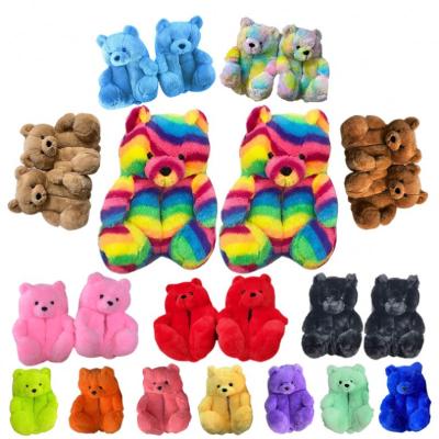 China Fashion Trend Women Home Soft Plush Teddy Bear Slippers Cartoon Shoes Faux Fur Winter Cute Antiskid Soft Indoor Slippers for sale