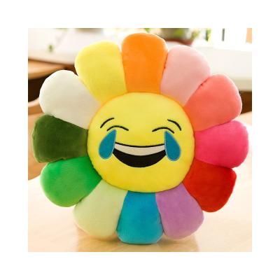 China Factory direct supply colorful plush sunflower expression cushion office chair cushion plush toy for sale