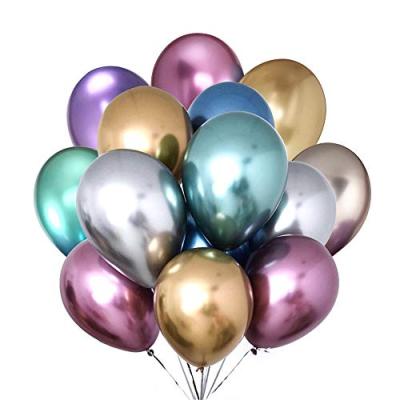 China Party Decoration 12 Inch Latex Metal Balloon Pencil Pearl Chrome Color Plated Helium Balloon Party Decoration for sale