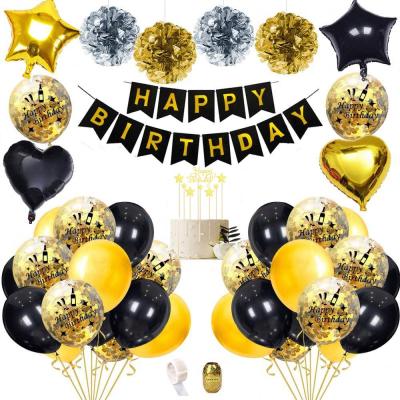 China Black Decorations Kit Birthday Party Supplier Party Decoration Gold Confetti Balloon Birthday Party Supplies for sale