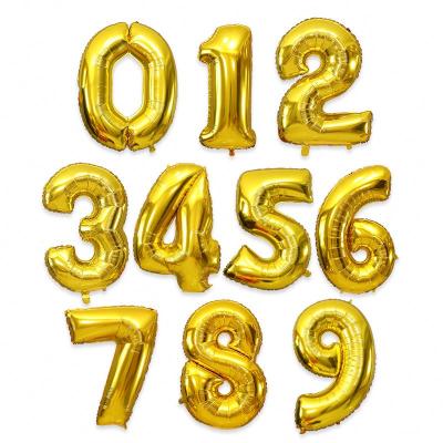 China Balloon Modeling 40 Inch Gold Foil Birthday Party Inflatable Balloon 0-9 for sale