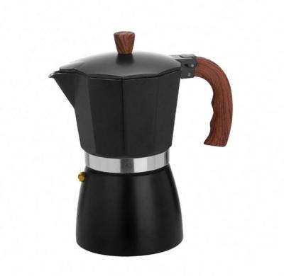 China Black 1/2/3/4/6/9/12cups Metal Moka Pot Coffee Maker Coffee Mug Espresso Coffee Aluminum Mocha Pot Viable With Wood Handle for sale