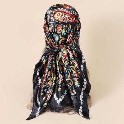 China European and American silk hijab cashew wind soft touch feeling spring and summer new women's scarf 90CM square scarf for sale