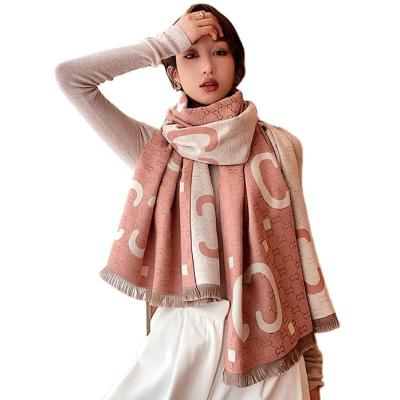 China Winter European American new wholesale women's cashmere scarf for women winter new temperament warm shawl thick jacquard cashmere scarves for sale