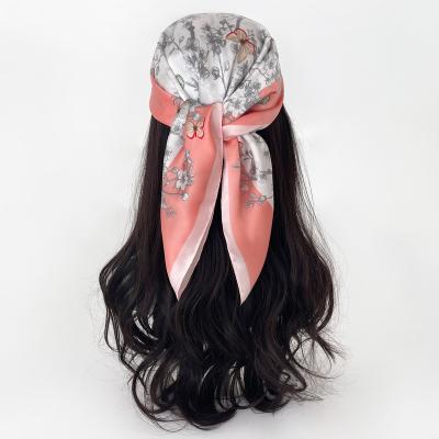 China Luxury Designer Famous Brand Scarves Private Label Head Hijab Scarf Women Soft Touch Feeling Satin Twill Custom Printing Silk Scarves for sale