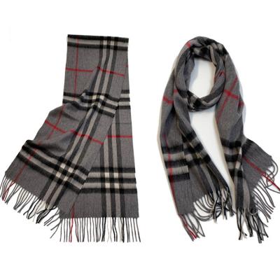 China Wholesale custom women's wool cashmere plaid fringed scarf British classic winter shawl men's pashmina check wool for sale