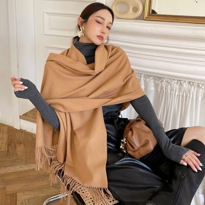 China 2022 new brand women's solid color cashmere scarf wool winter shawl Muslim winter scarf custom wholesale classics for sale