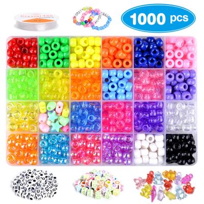 China DIY Jewelry Making 1000 Pcs Pony Beads Kit for Bracelet Jewelry Making, 24 Colors Rainbow Beads (9mm) for sale