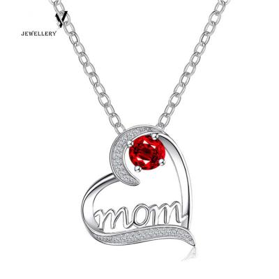 China FASHIONABLE Hot Selling Simple Heart Shaped Necklace Mom Pendant Love Letter Necklace For Mother's Day Gift for sale