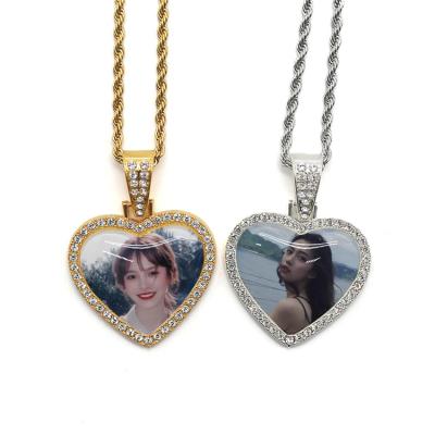 China TRENDY Sublimation Necklace Heart Necklace Hip Hop Jewelry Sublimation Necklace Blanks Photo Customized for sale