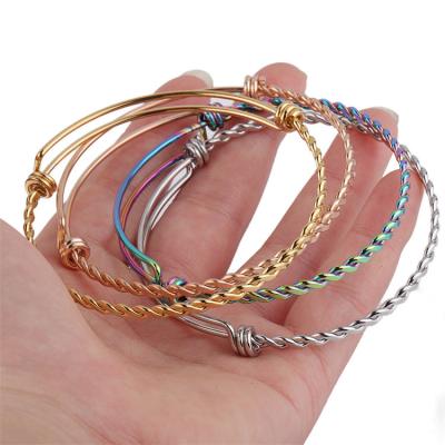 China FASHIONABLE Fried Stainless Steel Dough Twist Bracelet DIY Accessories Adjustable Bracelet for sale