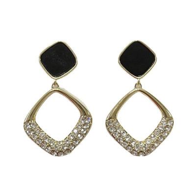 China Simple ladies, niche, light and luxurious design, geometric diamond inlaid high-grade earrings for sale