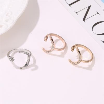 China FASHIONABLE Hot Selling Crescent Open Ring Fashion Star Moon Ring Star Index Finger Ring for sale