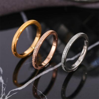 China FASHIONABLE 18 K Rose Gold Titanium Ring Couple Ring Steel Frosted Fine Jewelry for sale