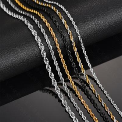 China Hiphop Stainless Steel Hip Hop Vacuum Plated Rope Paste Chain Fried Twist Twist Necklace For Jewelry Chain for sale