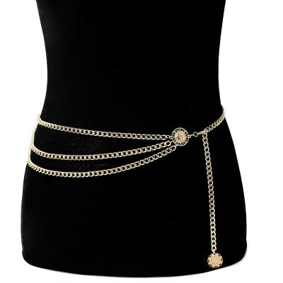 China FASHIONABLE Three-Layer Body Chain Alloy Sunflower Disc Chain Waist Chain Sexy Fashionable Female for sale