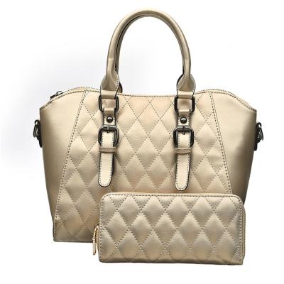 China Custom high quality high quality gold logo ladies modern fashionable girls small handbag set PU leather for sale