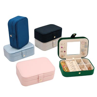 China Custom Morden Logo Small Organizer Jewel Storage for Earrings Necklaces Ring and Jewelry Box with Mirror Jewelry Case for sale