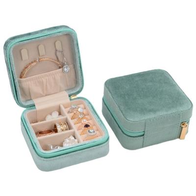 China Leather Plastic Jewelry Organbizer Jewelry Box Ring Necklace Earring Case Zipper Morden Small Hot Sale Gift for sale