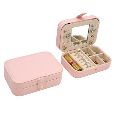 China Morden Dongguan Luxury Pink Velvet Necklace Jewelry Box Storage Organizer with Stand Custom Portable Travel Jewelry Case for sale