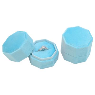 China GIFT & Custom Luxury Logo Velvet Box With Octagon Small Ring Jewelry Package Jewelry Packaging Box for sale