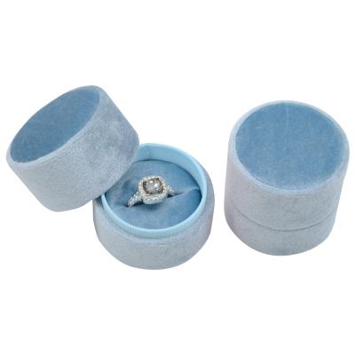 China GIFT & Wholesale Custom Luxury Blue Oval Ring Storage Box Velvet Jewelry Packaging Box for sale