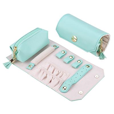 China Jewelry Organizer Bag Amazon Hot Sale Women Jewelry Roll Pouch PU Leather Jewelry Storage Bag for sale