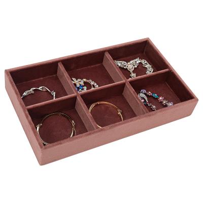 China Morden Hith Quality Velvet Jewelry Trays Organizer Stackable Bracelet Ring Jewelery Display Tray For Earring Necklace for sale