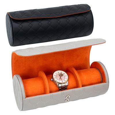 China Travel Watch Case Ready To Ship Portable Travel Watch Case Roll 3 Slot Wristwatch Box Storage Case for sale