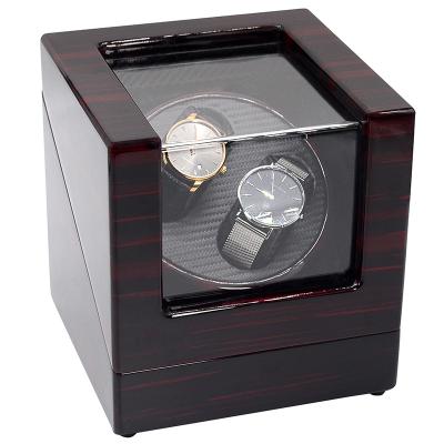 China OEM Mabuchi Safe Wholesale Luxury Custom Wooden Double Slot Automatic Motor Watch Winder Box Led Mechanical Winder for sale