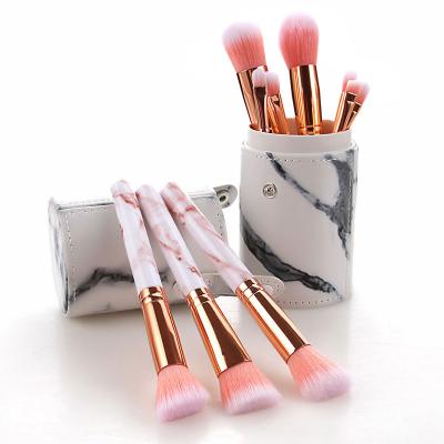 China Angular Blush Mainly Beauty Handle 10pcs Foundation Set Brush With China PU Bag Makeup Brushes for sale