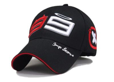 China Jorge Lorenzo 99 Racing Baseball Caps Red / Black Color With 3D Embroidery for sale