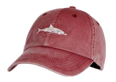 China Red Embroidered Shark Baseball Cap , 100% Cotton 6 Panel Dad Hat Snapback Type for sale