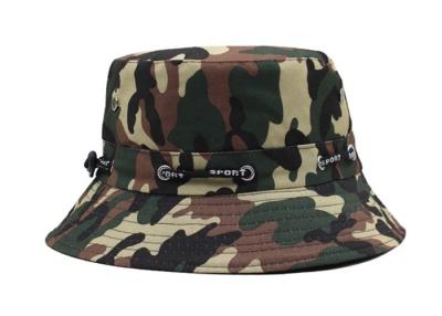 China Customized Camouflage Bucket Hat , Flat Cotton Camo Boonie Hat For Climbing for sale