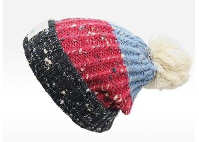 China Double Layer Colorful Knit Pom Pom Beanie Winter Warm Hat For Adults Customized Size for sale