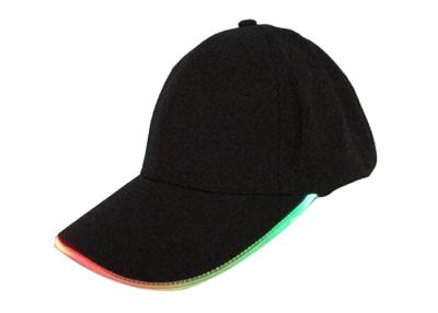 China Comfortable Design LED Light Up Baseball Cap , Black Traveling LED Baseball Hat for sale