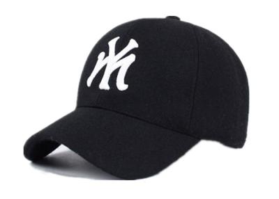 China Mens Black Wool Outdoor Baseball Caps NY Embroidery Vintage Warm For Winter for sale