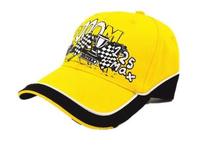 China Customized Yellow Racing Baseball Caps Cotton Adjustable Size For Sports for sale