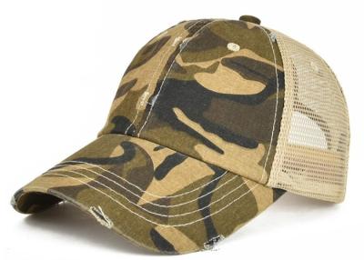 China Cool Camouflage Mesh Trucker Cap Men / Women Stylish 6 Panel Good Shape for sale