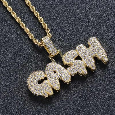 China Customized TRENDY Personality Letter CASH Full Zirconium Mens Ice Big CHAIN ​​Necklace CUSTOM MADE for sale