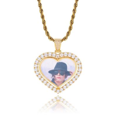 China FASHIONABLE Double Sided Love Micro-set Zircon View Necklace Memory Photo Memorial Photo Pendant for sale