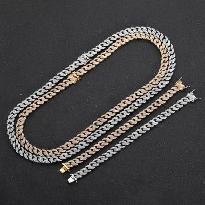 China Punk Clasp 18k Double Sided Gold Plated Six Surface Grinding Necklaces Iced Out Cuban Chain for sale