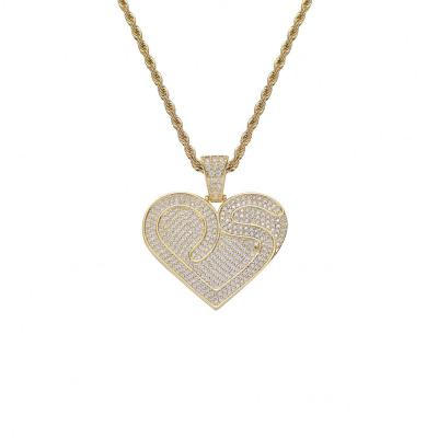 China Punk Heart Shaped Copper Zirconium Pendant Full Trend Hip Hop Sublimation Necklace Blanks for sale