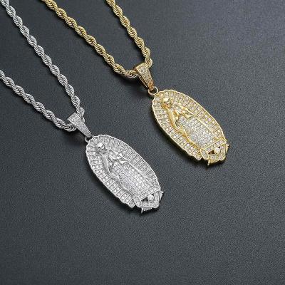 China Ice Hiphop Rap Necklace Gold Plated Blank Zircon Copper Hip Hop PENDANT GOLD for sale